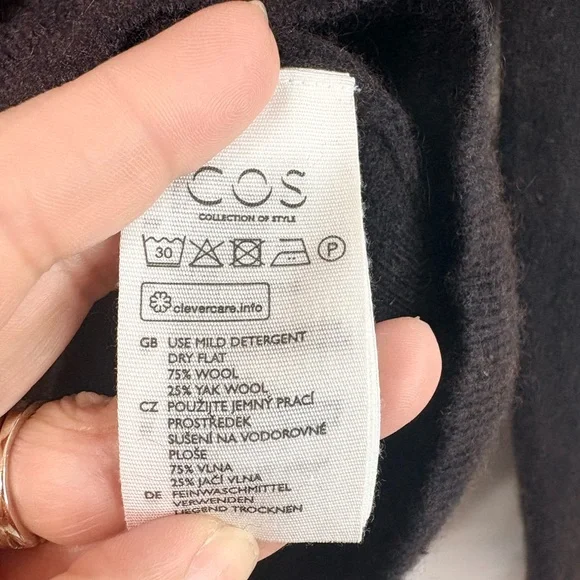COS Women Wool Minimalist Quiet Luxury Crew Neck Soft Dark Brown Sweater Sz S - Picture 7 of 12